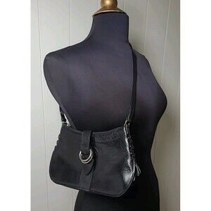 M. London Leather Y2k Purse Handbag Black Zipper Pockets Boho